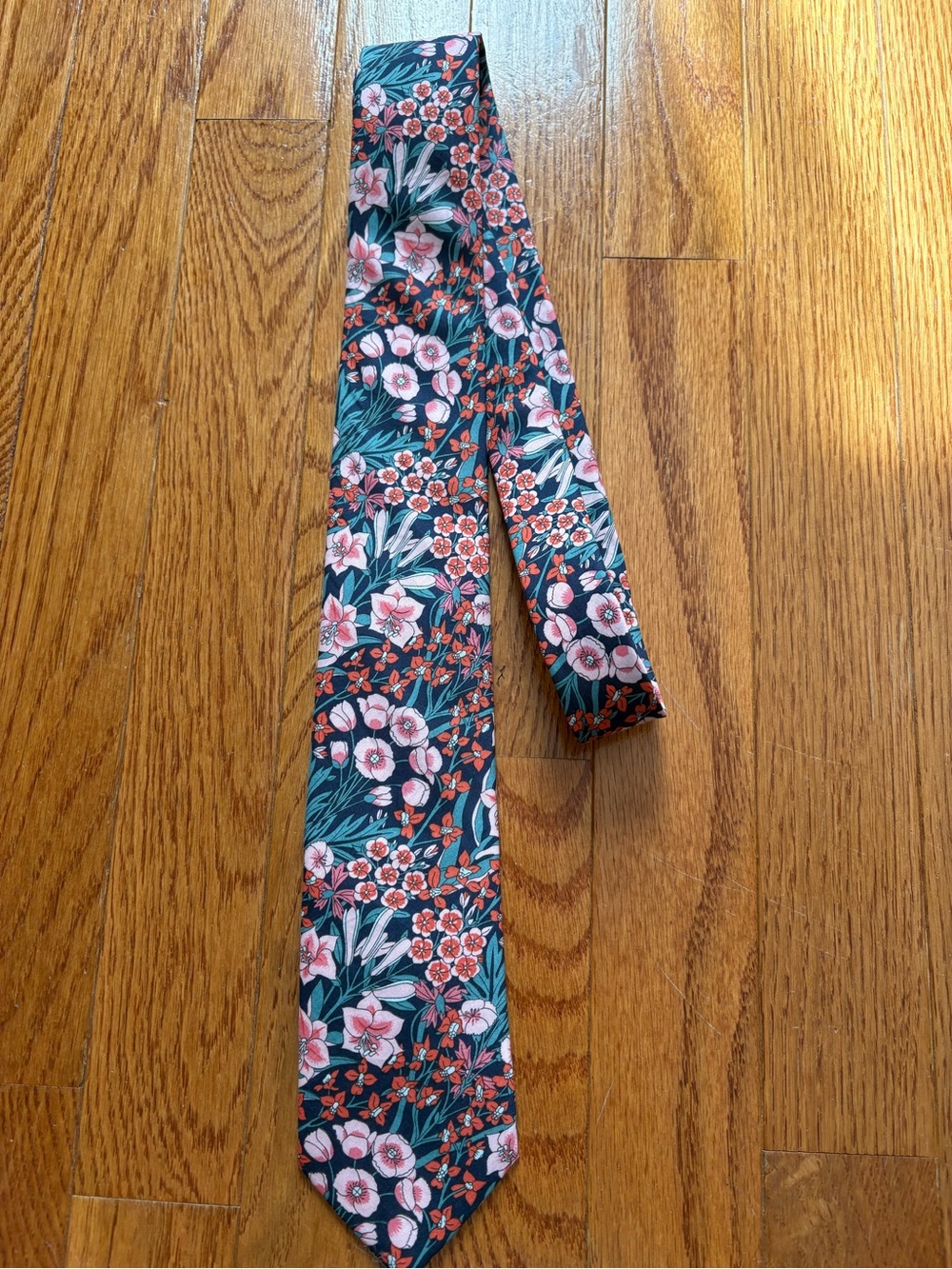 J.Crew Men’s Tie Navy Pink Orange Floral Made with Liberty Fabric